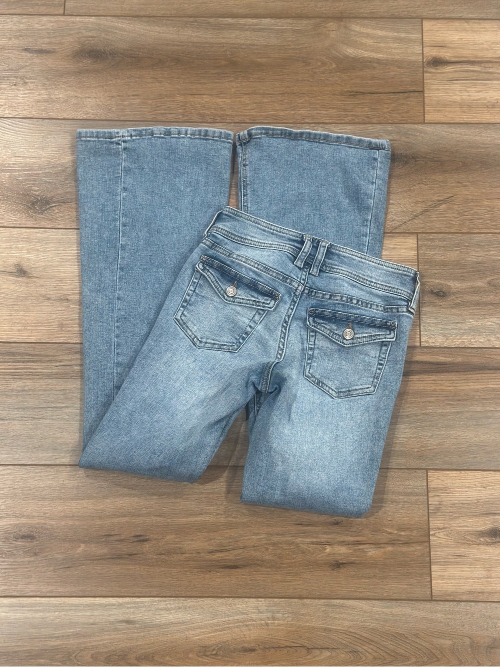 AEROPOSTALE Y2k Distressed Ripped Light Wash Super Low-rise Flare Jeans | Sz 00